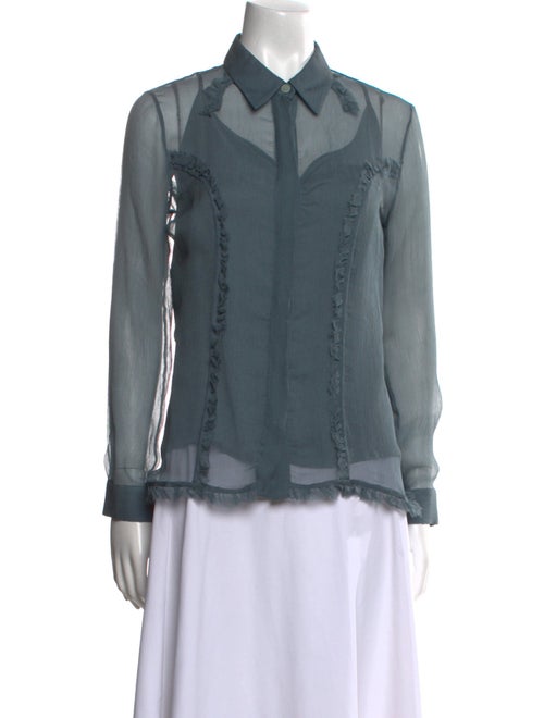 Fendi Silk Long Sleeve Button-Up Top