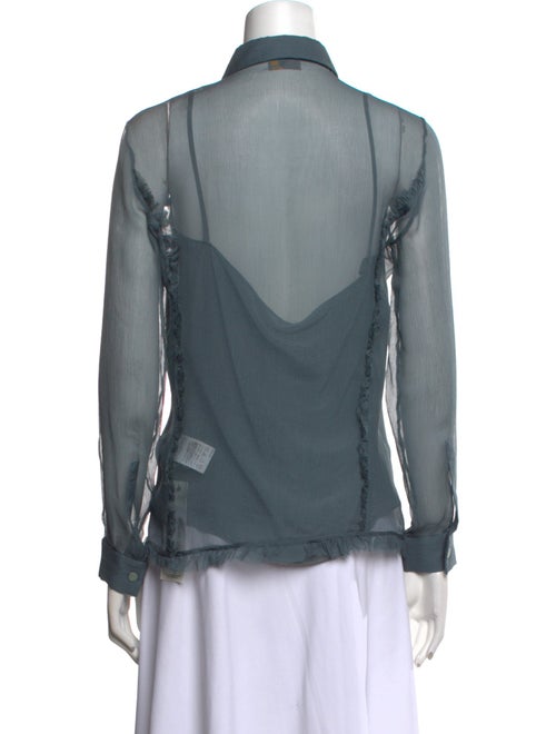 Fendi Silk Long Sleeve Button-Up Top
