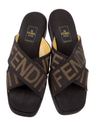 Fendi Zucca FF Logo Canvas Slides