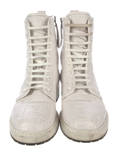 Fendi Zucca FF Logo Leather Combat Boots