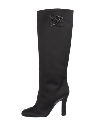Fendi Satin Beaded Accents Boots