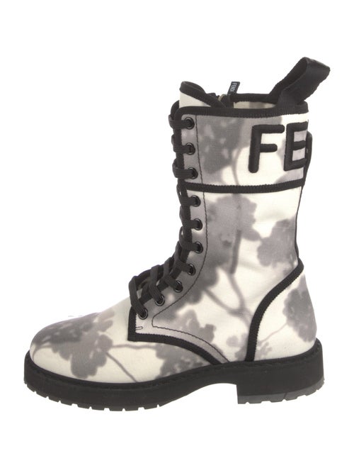 Fendi Canvas Printed Combat Boots