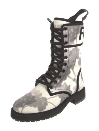Fendi Canvas Printed Combat Boots