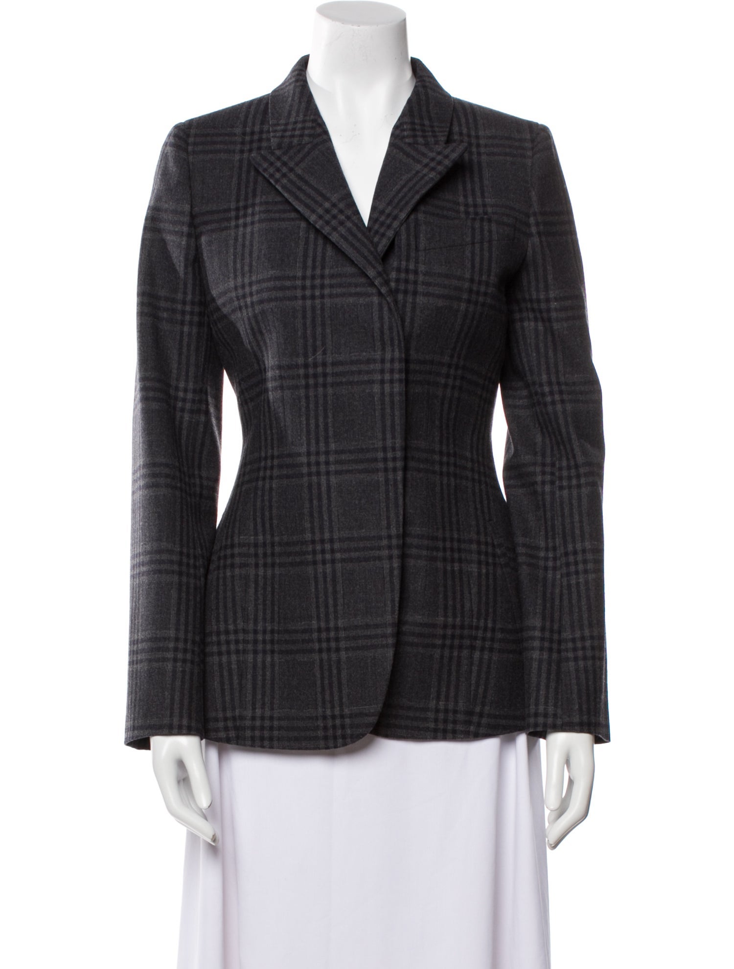 Fendi Virgin Wool Plaid Print Blazer