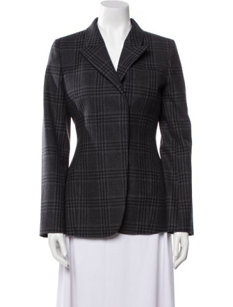 Fendi Virgin Wool Plaid Print Blazer