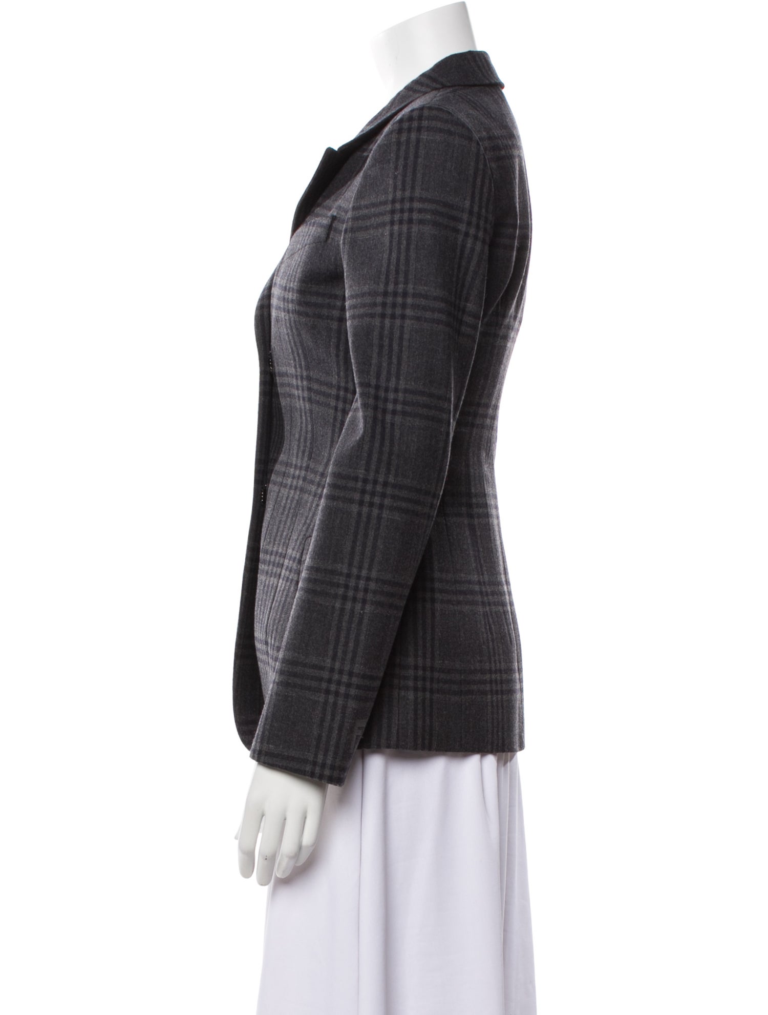 Fendi Virgin Wool Plaid Print Blazer