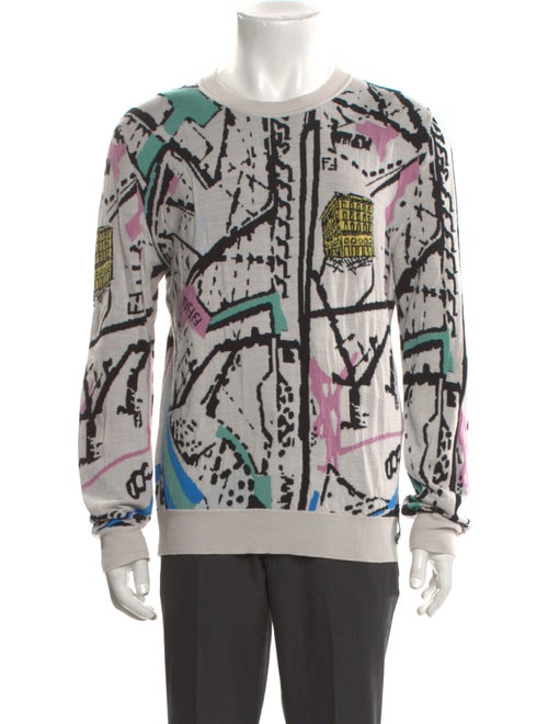 Fendi Printed Crew Neck Cardigan