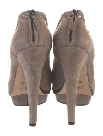 Fendi Suede Glitter Accents D'Orsay Pumps