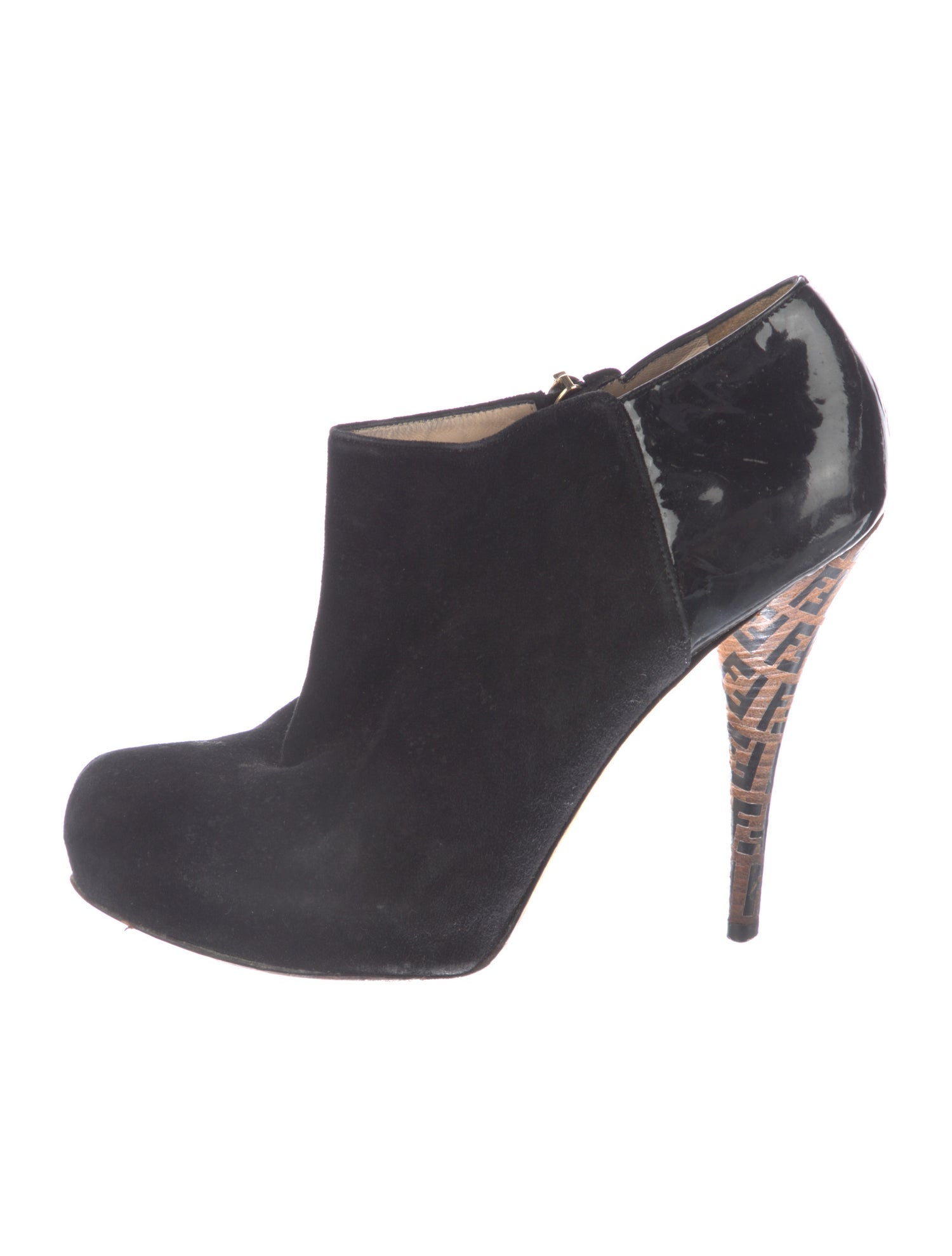 Fendi Zucca FF Logo Suede Lace-Up Boots