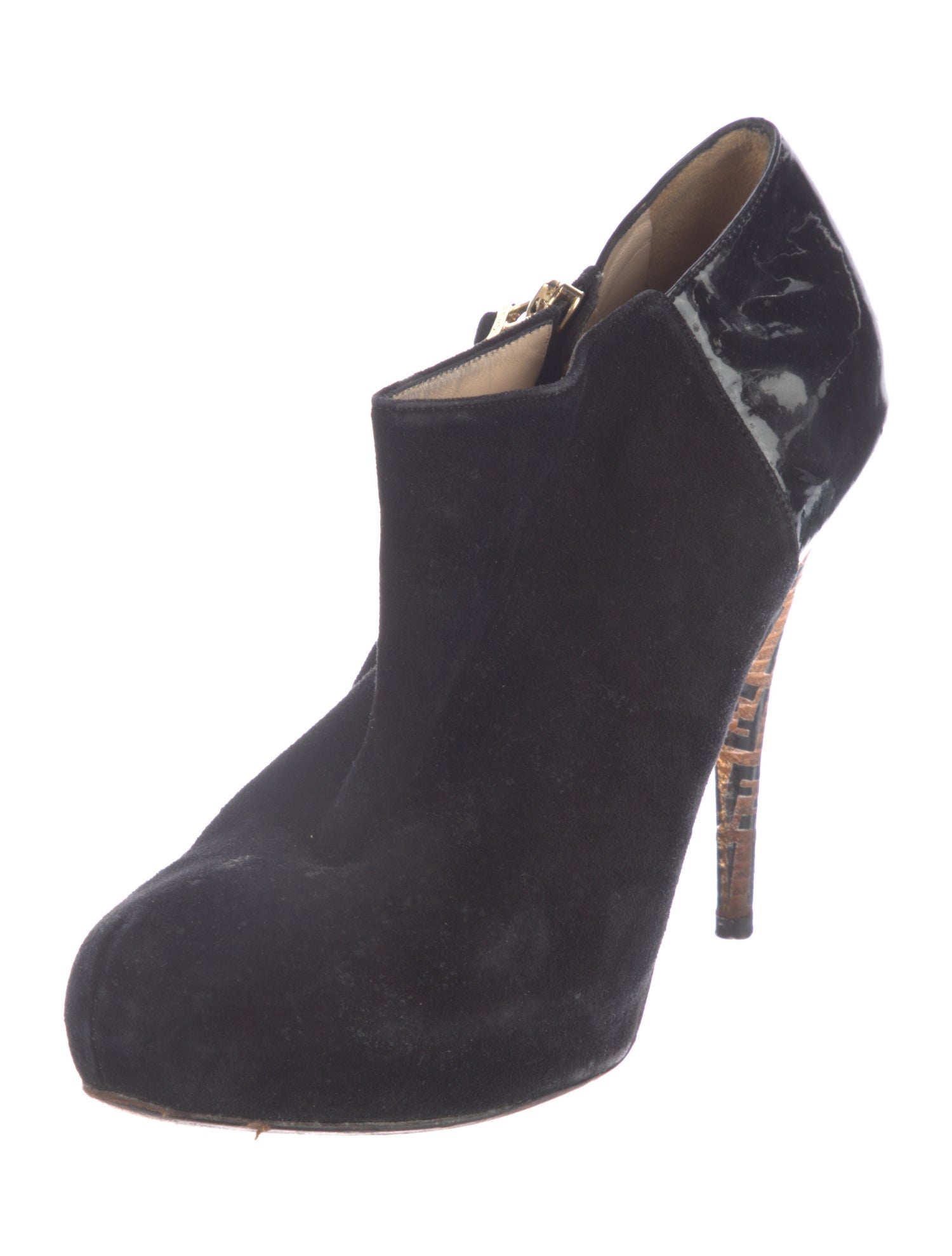 Fendi Zucca FF Logo Suede Lace-Up Boots