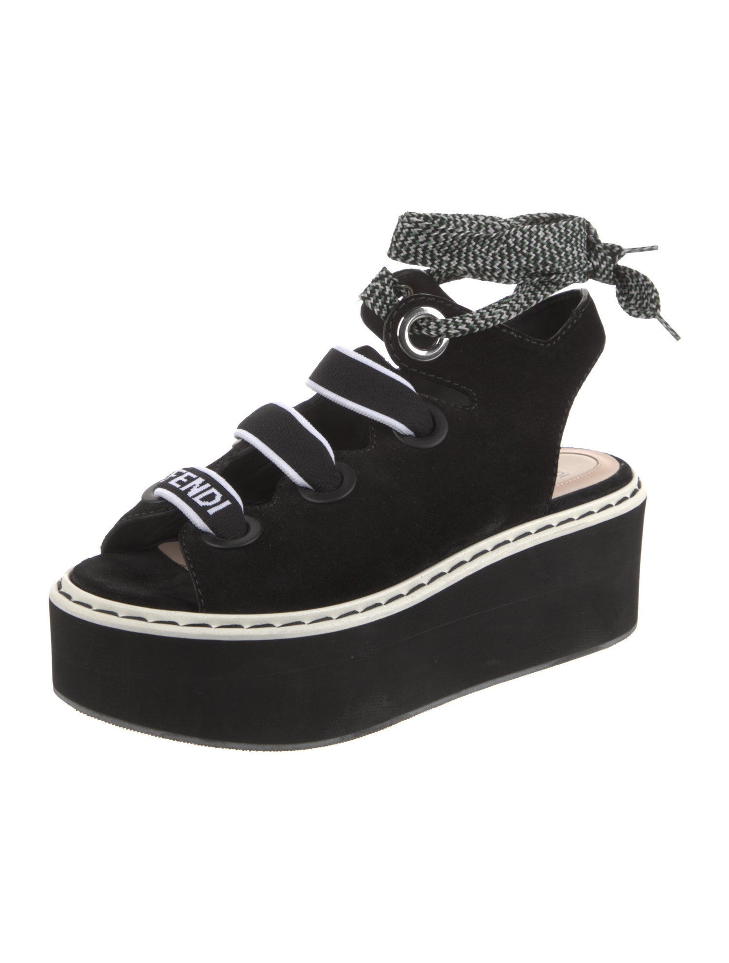 Fendi Suede Printed Sandals