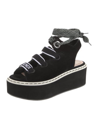 Fendi Suede Printed Sandals