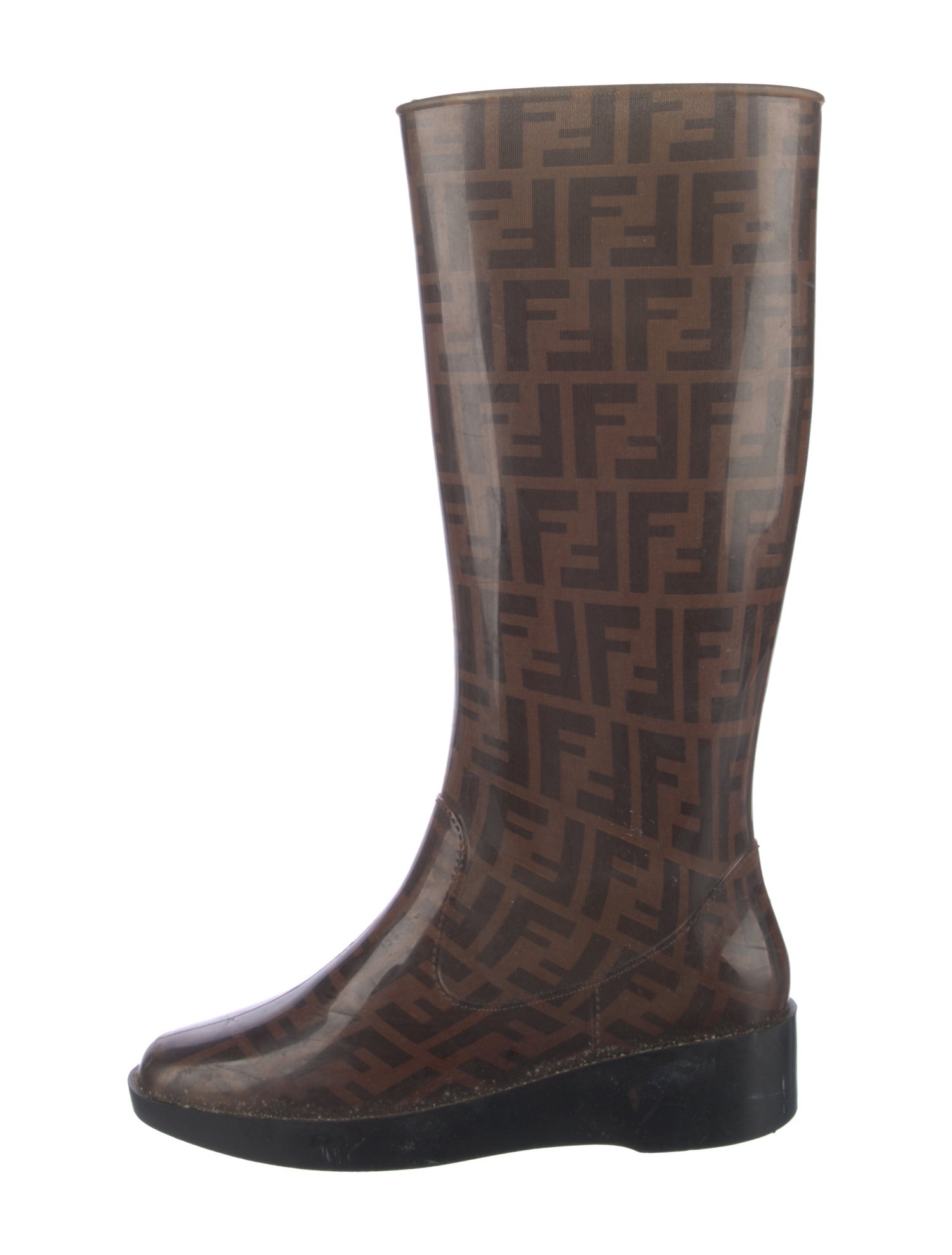 Fendi Zucca FF Logo Rubber Rain Boots