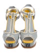 Fendi Patent Leather Colorblock Pattern T-Strap Pumps