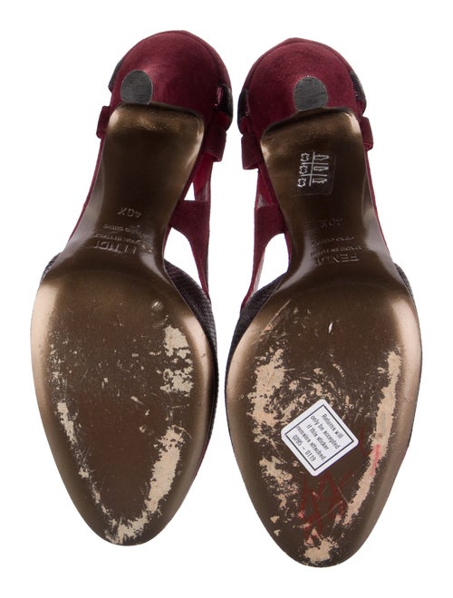 Fendi Suede Cutout Accent Pumps