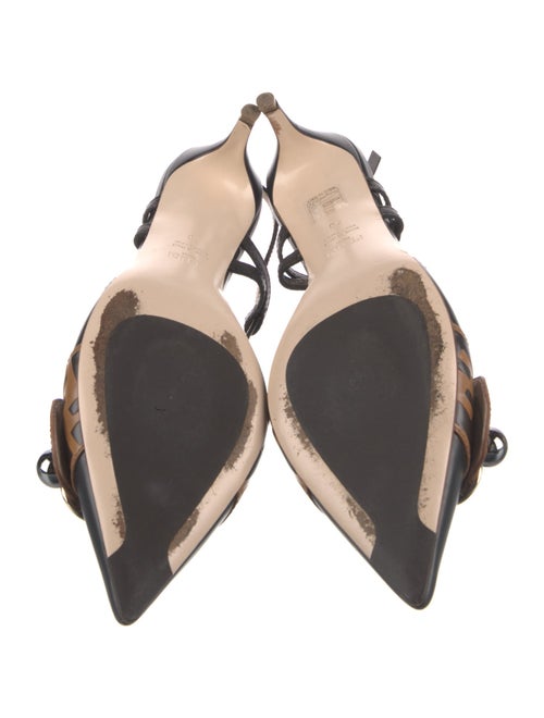 Fendi Zucca FF Logo Leather Slingback Flats