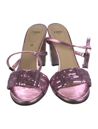 Fendi Leather Sequin Embellishments Sandals