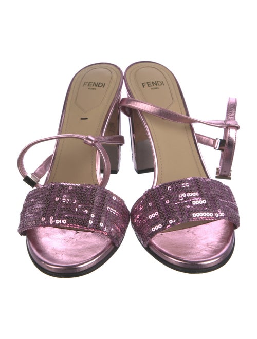 Fendi Leather Sequin Embellishments Sandals