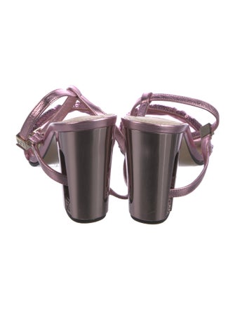 Fendi Leather Sequin Embellishments Sandals