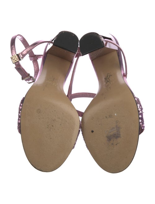 Fendi Leather Sequin Embellishments Sandals