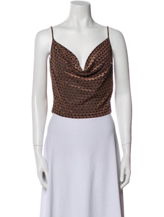 Fendi Cowl Neck Sleeveless Crop Top