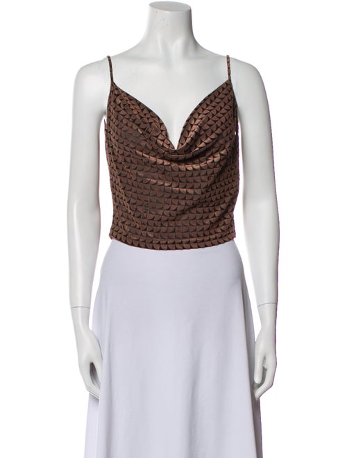 Fendi Cowl Neck Sleeveless Crop Top