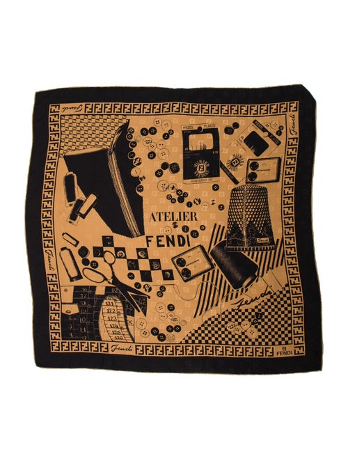 Fendi Silk Zucca FF Logo Scarf