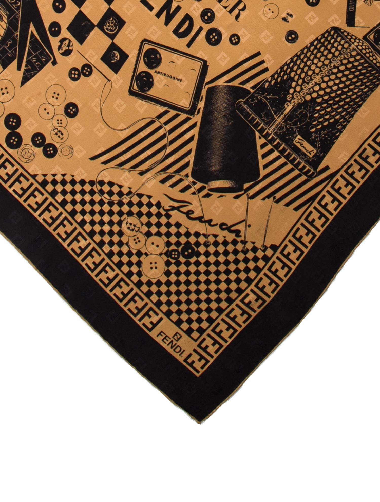 Fendi Silk Zucca FF Logo Scarf