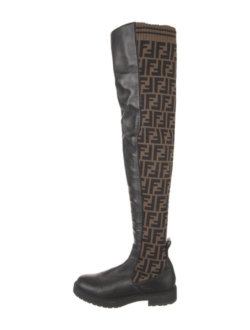 Fendi Zucca FF Logo Leather Sock Boots