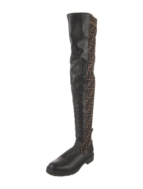 Fendi Zucca FF Logo Leather Sock Boots
