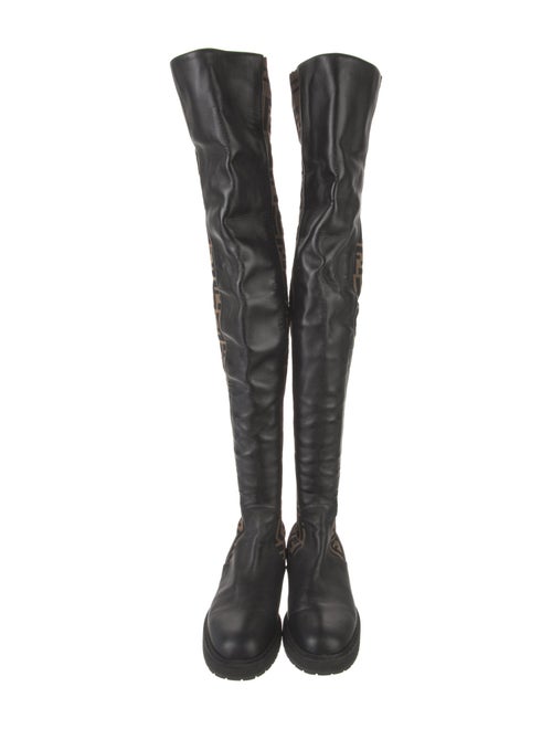 Fendi Zucca FF Logo Leather Sock Boots