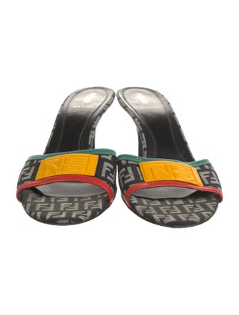 Fendi Canvas Patterned Slides