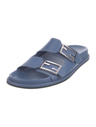 Fendi Zucca FF Logo Leather Slides