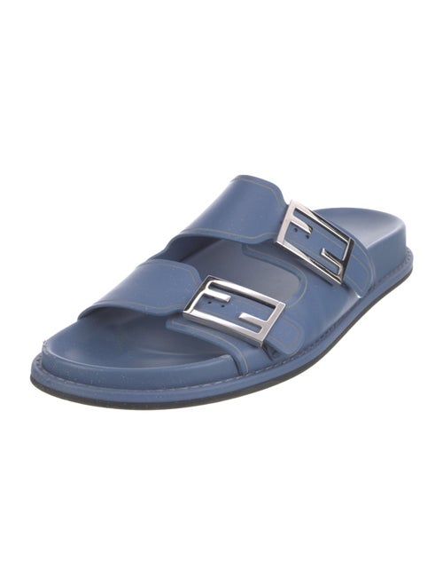 Fendi Zucca FF Logo Leather Slides
