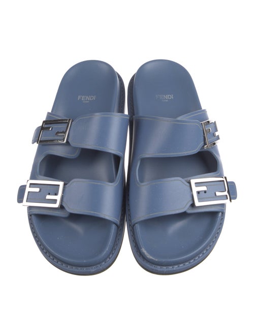 Fendi Zucca FF Logo Leather Slides
