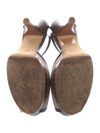 Fendi Zucca FF Logo Canvas T-Strap Pumps
