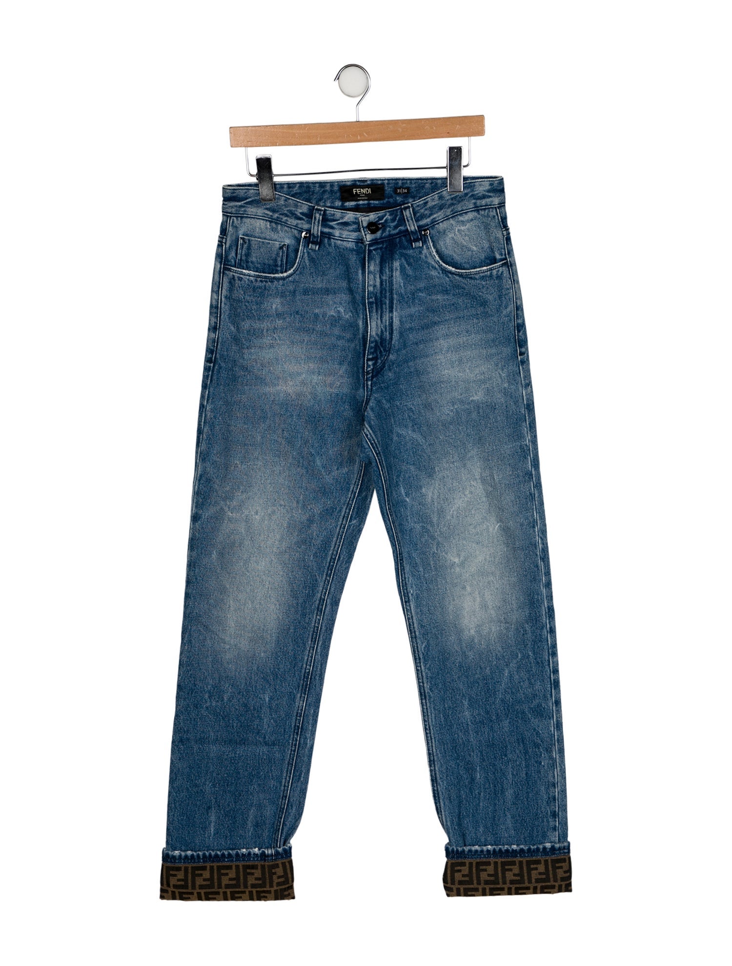 Fendi Zucchino FF Logo Straight-Leg Jeans