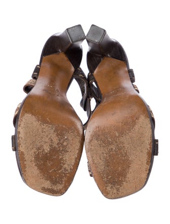 Fendi Leather Graphic Print Slingback Sandals