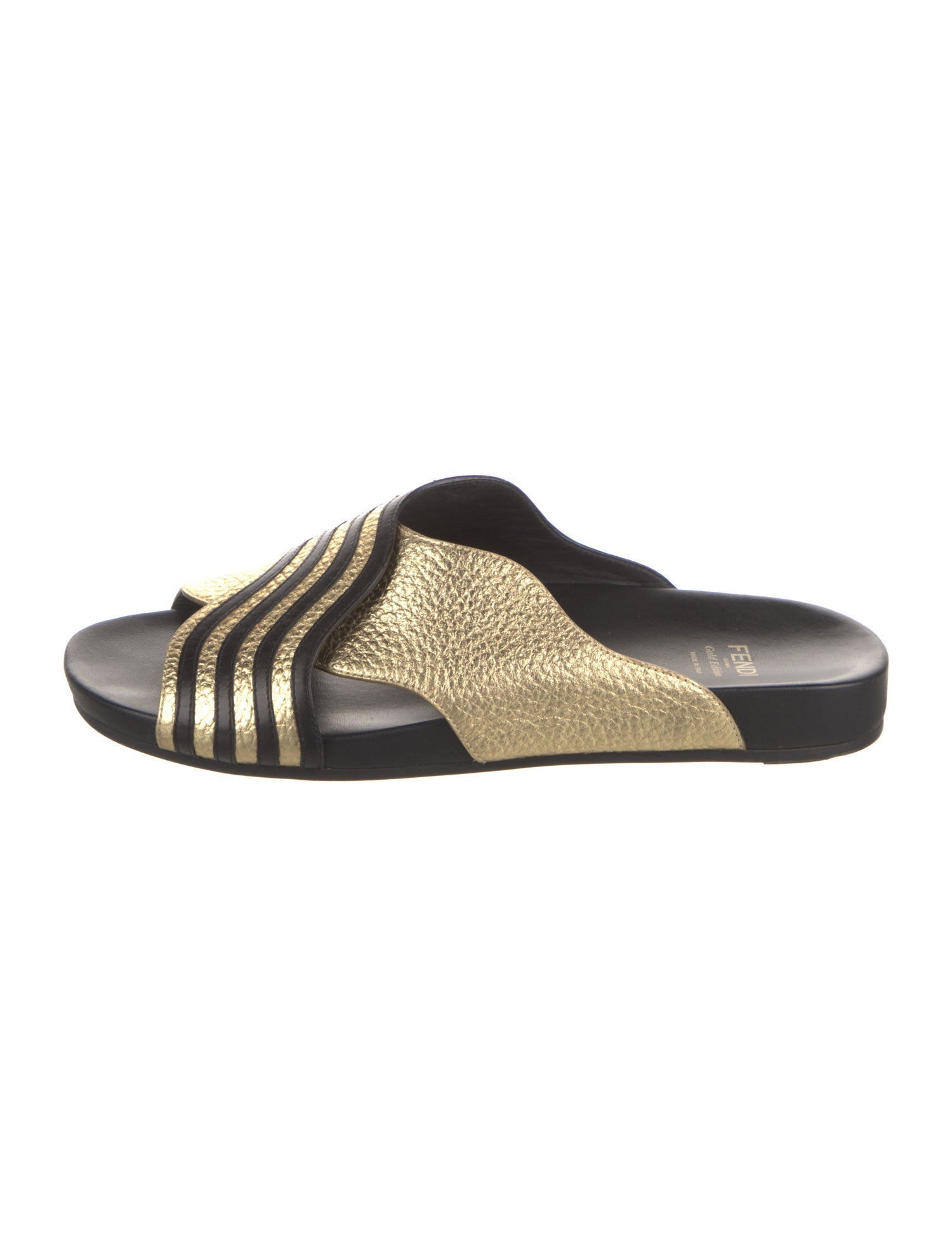 Fendi Leather Colorblock Pattern Slides