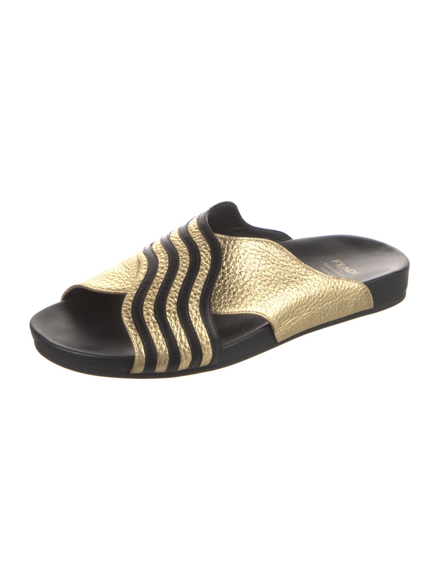 Fendi Leather Colorblock Pattern Slides