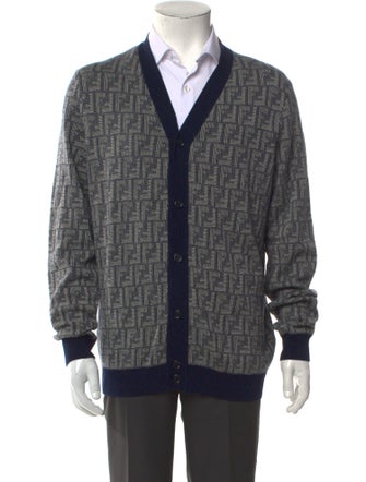 Fendi Zucca FF Logo Wool Cardigan