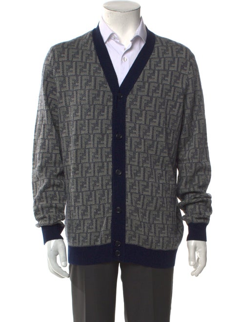 Fendi Zucca FF Logo Wool Cardigan