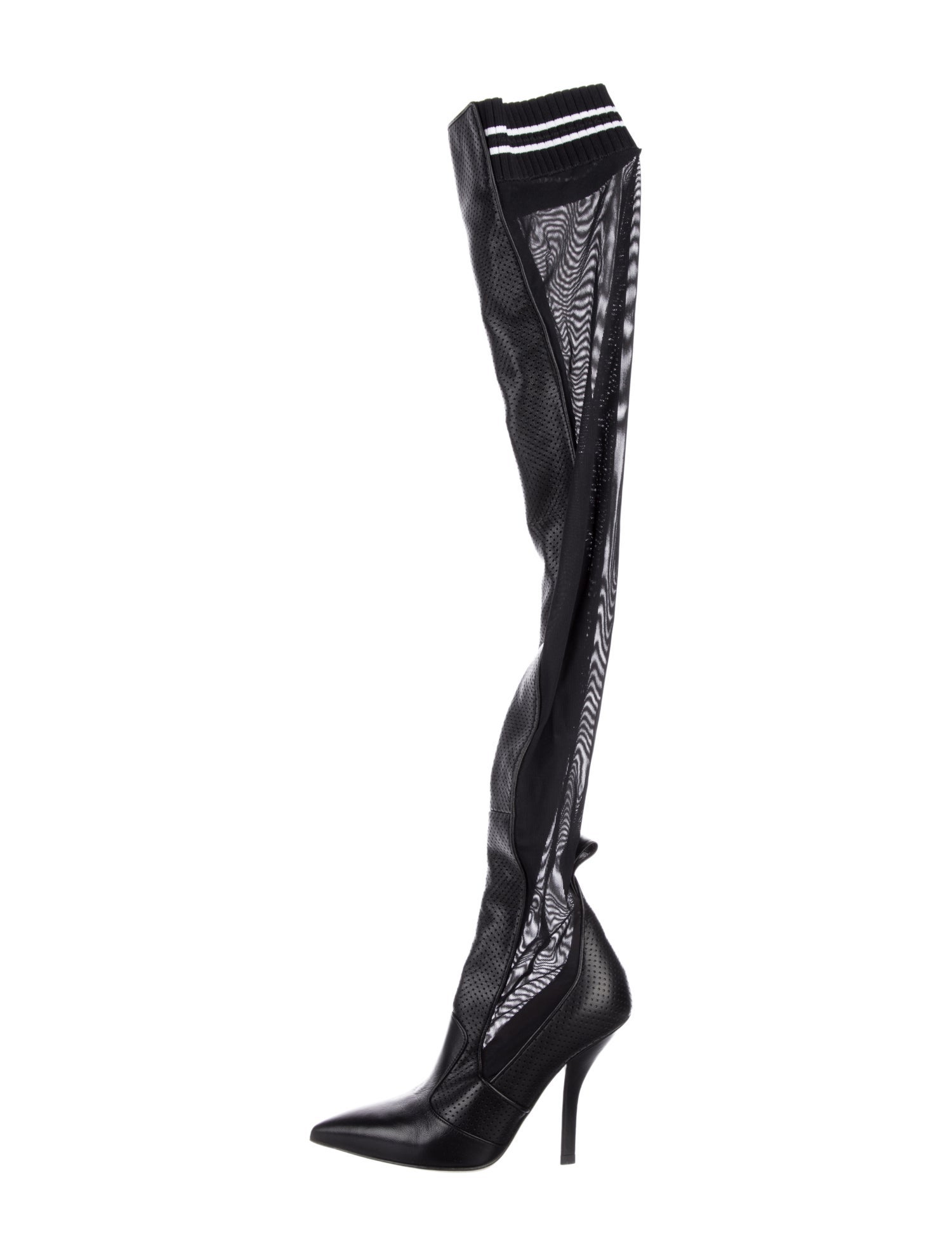 Fendi Leather Mesh Accents Sock Boots