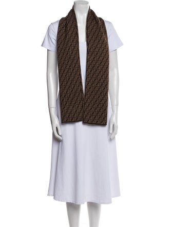 Fendi Wool Zucca FF Logo Scarf