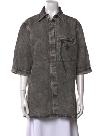 Fendi Three-Quarter Sleeve Button-Up Top