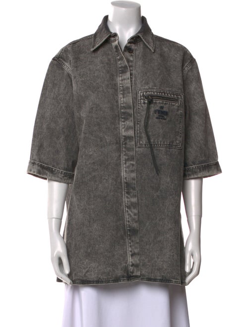 Fendi Three-Quarter Sleeve Button-Up Top