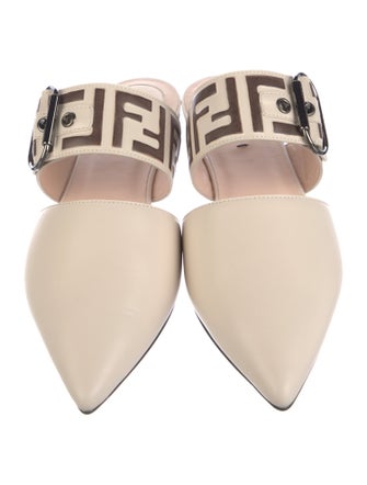 Fendi Zucca FF Logo Leather Mules
