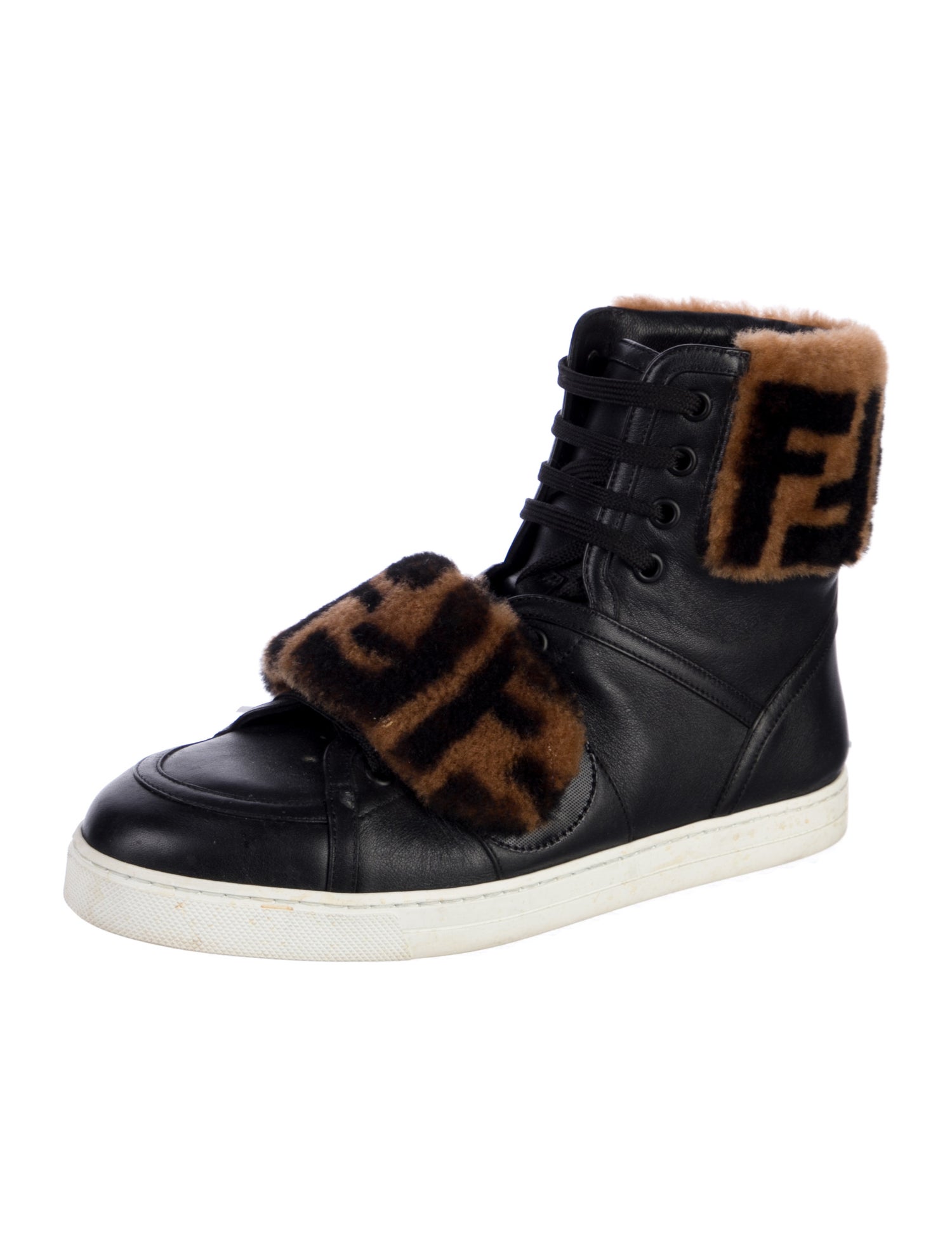 Fendi Zucca FF Logo Leather Sneakers
