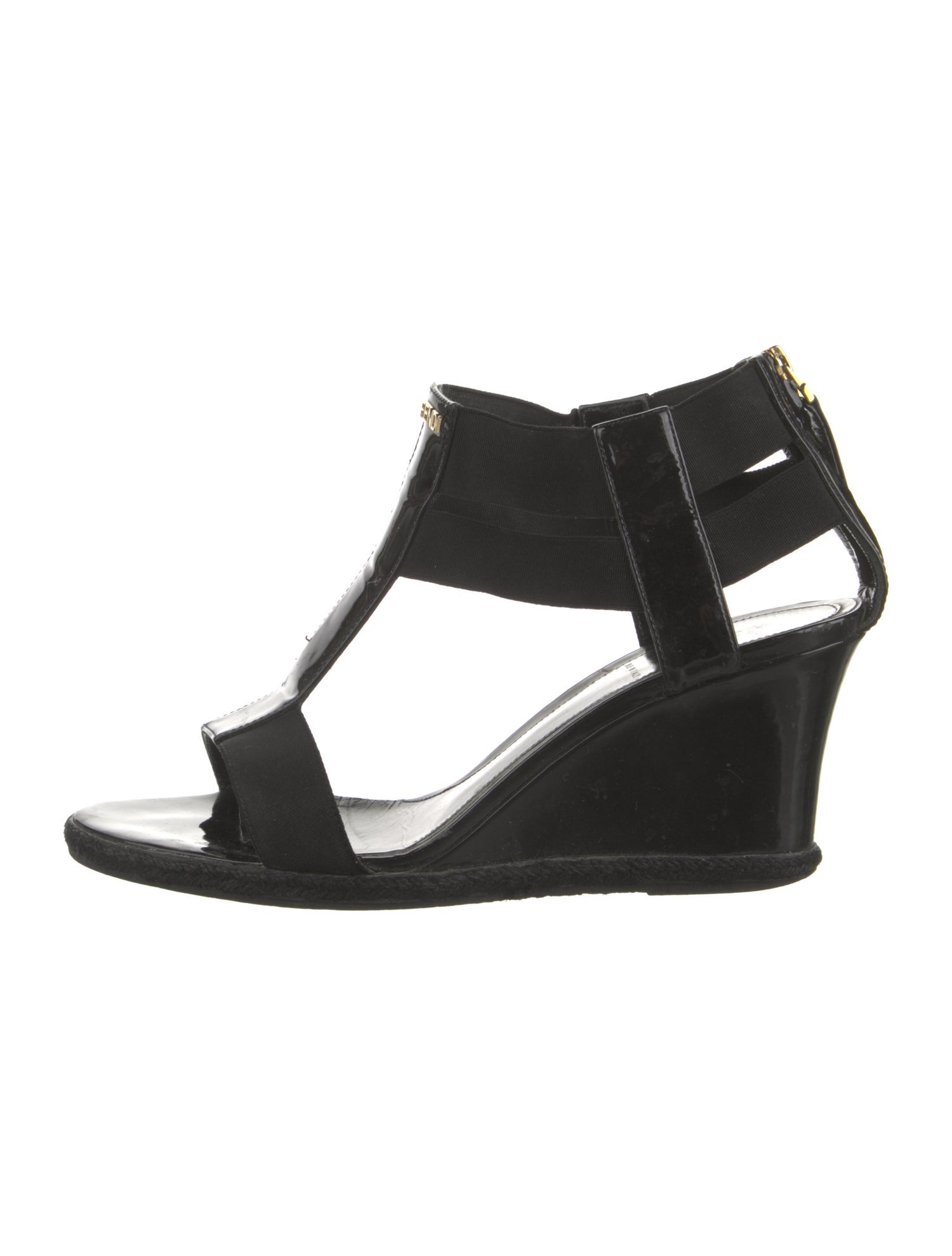 Fendi Patent Leather T-Strap Sandals