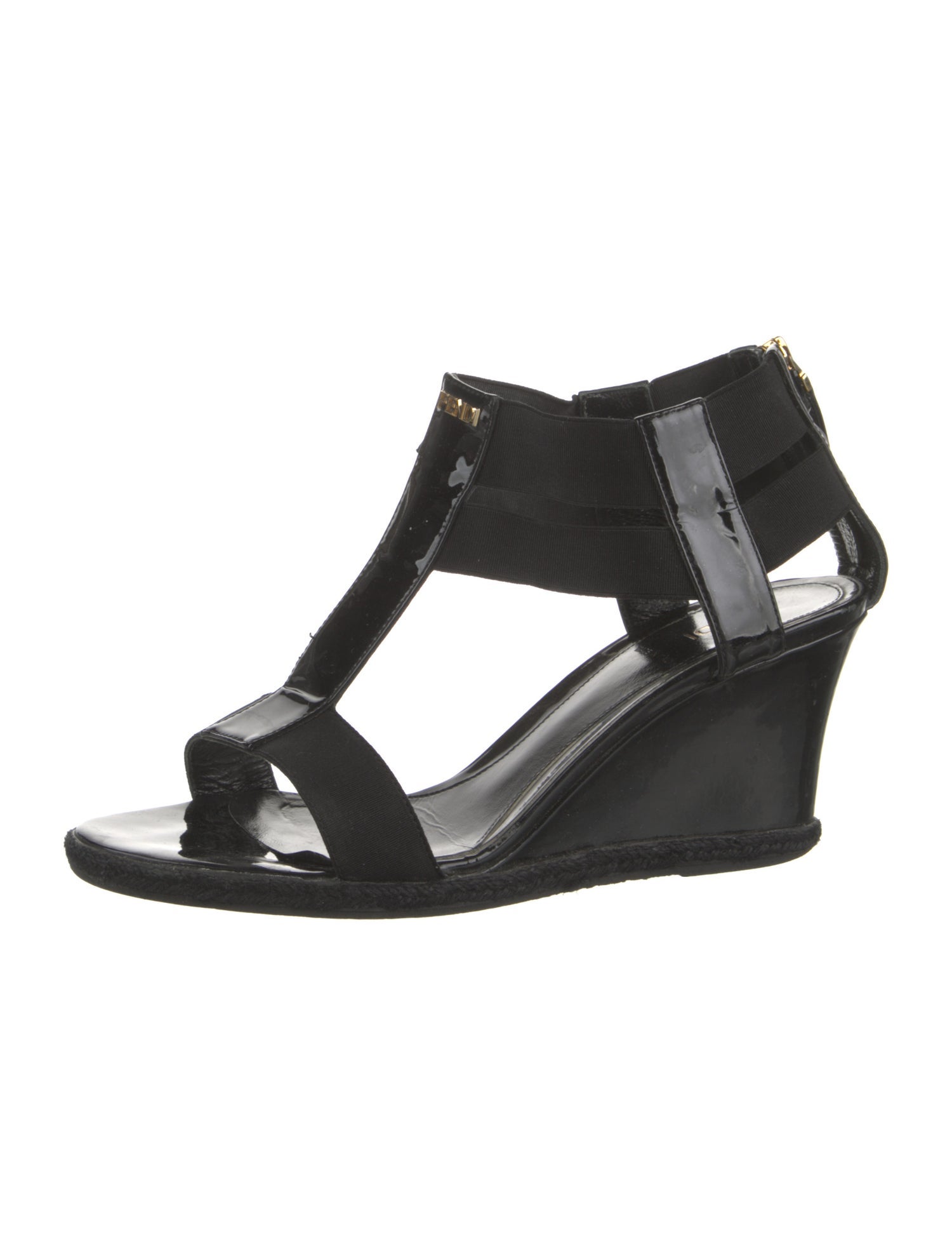 Fendi Patent Leather T-Strap Sandals